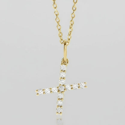 Lab Grown Diamond Letter "X" Initial Pendant 14K Yellow Gold