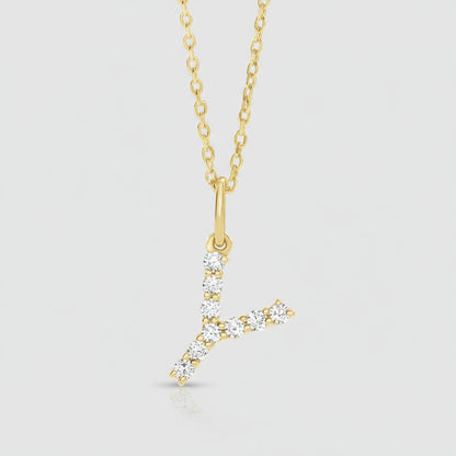 Lab Grown Diamond Letter "Y" Initial Pendant 14K Yellow Gold