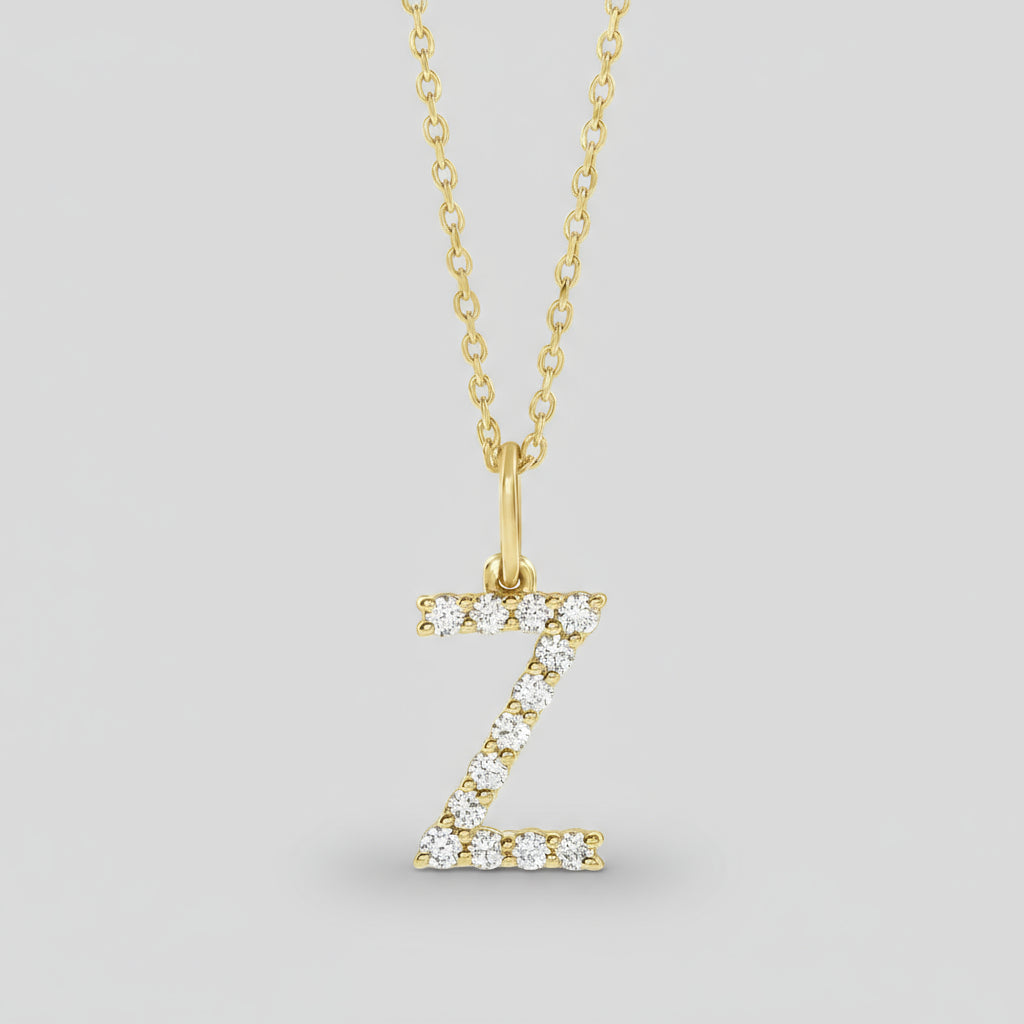Lab Grown Diamond Letter "Z" Initial Pendant 14K Yellow Gold