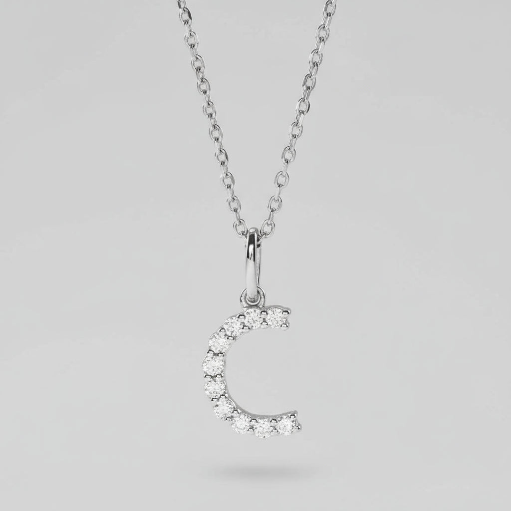 Gold Lab Grown Diamond Initial Necklace