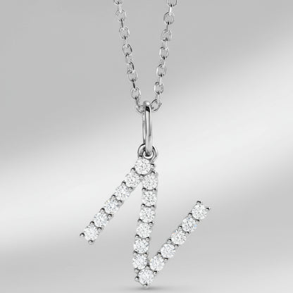Letter "N" Diamond Pendant