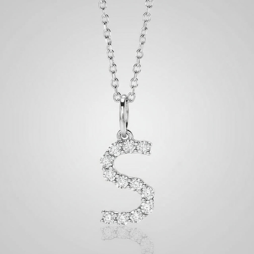 Letter "S" Lab Grown Diamond Initial Pendant