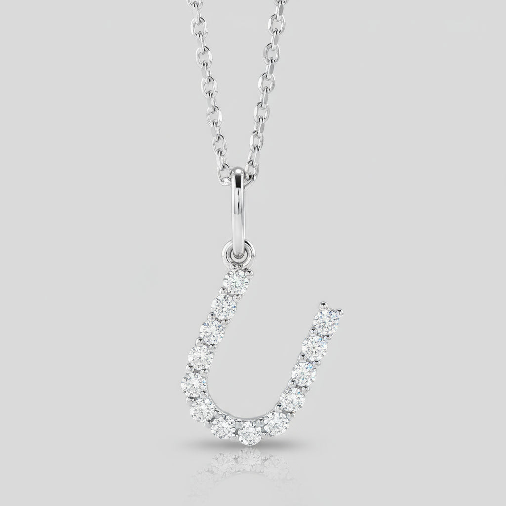 Letter "U" Lab Grown Diamond Initial Pendant