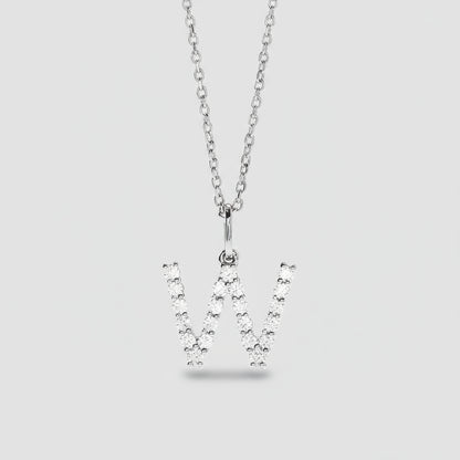 Letter "W" Lab Grown Diamond Initial Pendant 14K White Gold