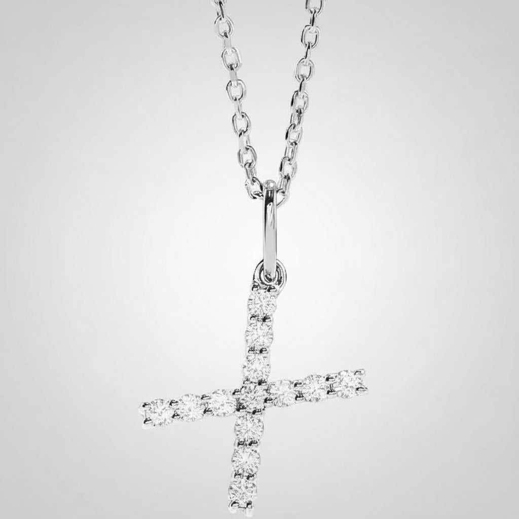 Letter "X" Lab Grown Diamond Initial Pendant 14K White Gold