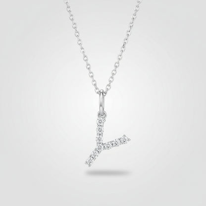 Letter "Y" Lab Grown Diamond Initial Pendant 14K White Gold