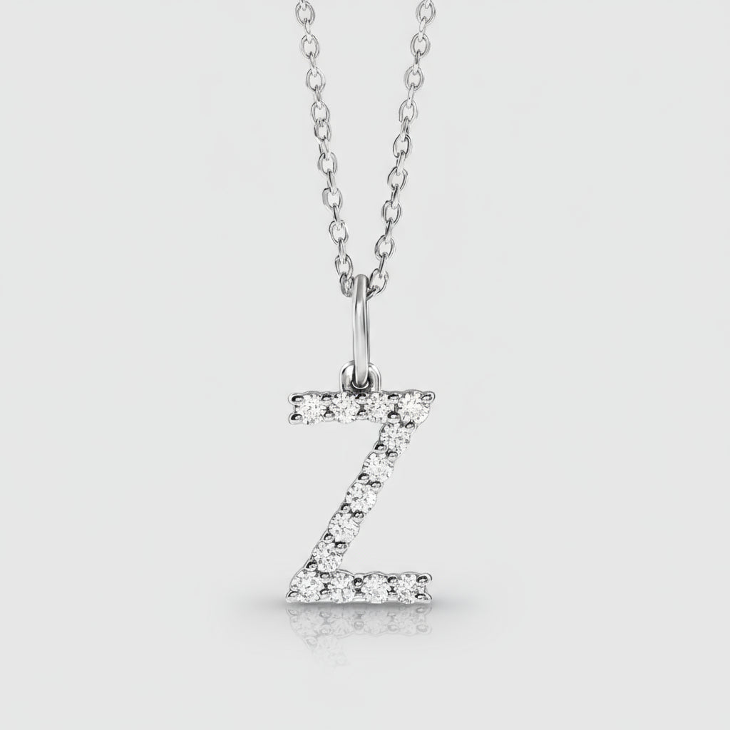 Letter "Z" Lab Grown Diamond Initial Pendant 14K White Gold