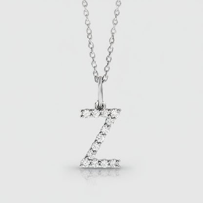 Letter "Z" Lab Grown Diamond Initial Pendant 14K White Gold