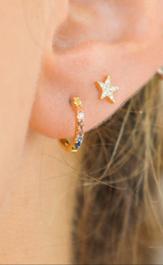 Multi-Colored Sapphire and Tsavorite Hoop Earrings
