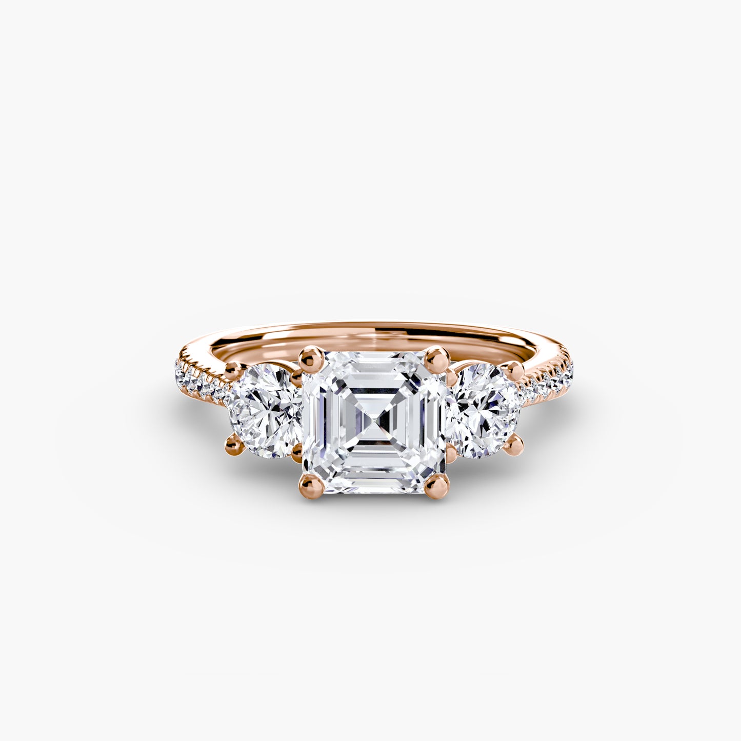 Amy Three Stone Engagement with Pave Band