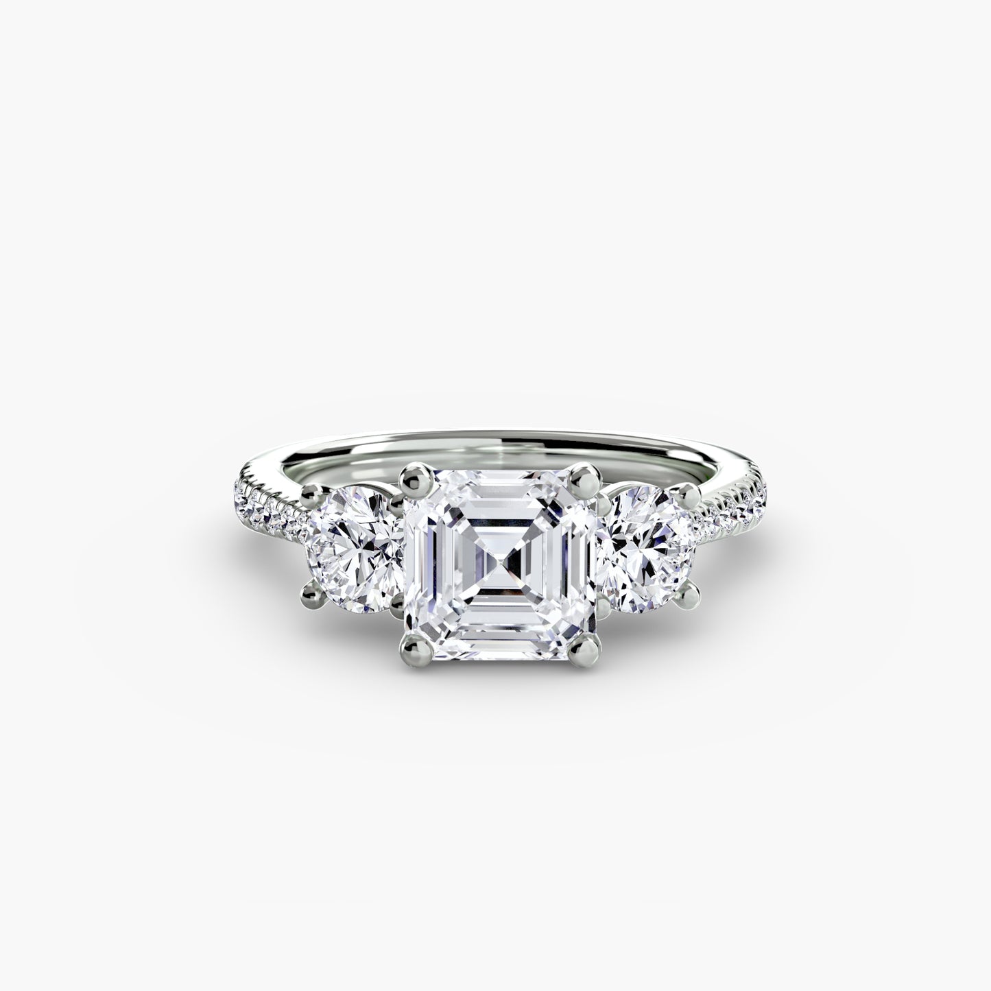 Amy Three Stone Engagement with Pave Band