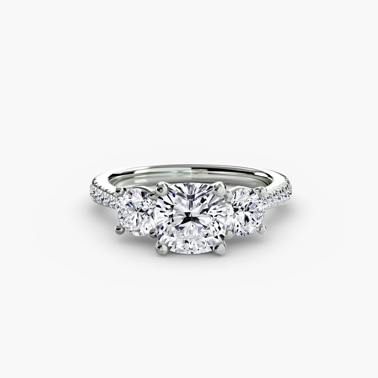 Amy Three Stone Engagement with Pave Band