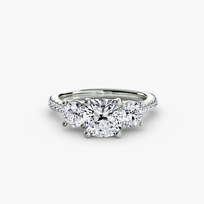 Amy Three Stone Engagement with Pave Band