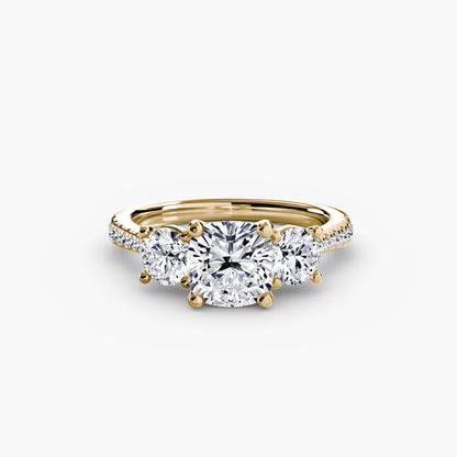 Amy Three Stone Engagement with Pave Band