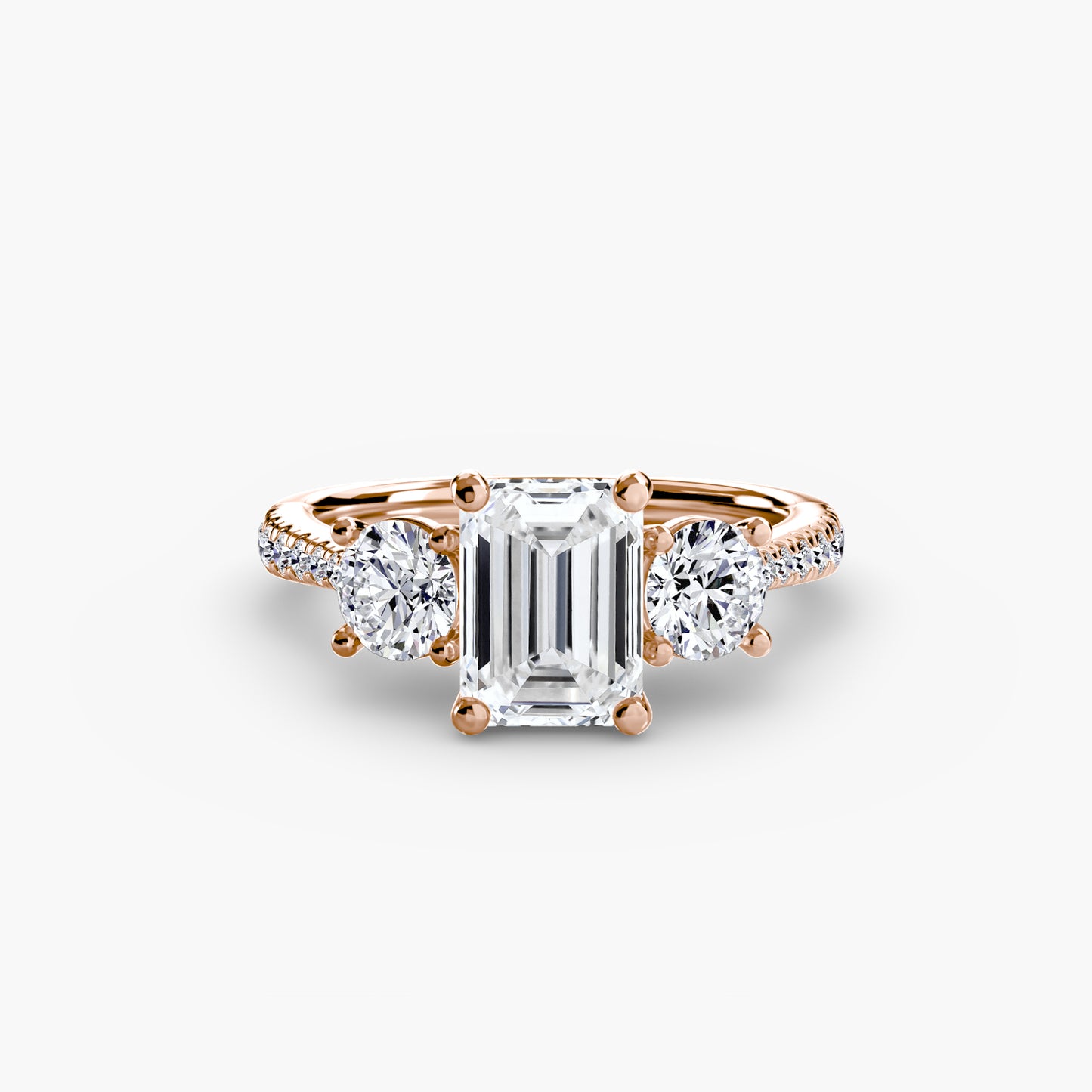 Amy Three Stone Engagement with Pave Band