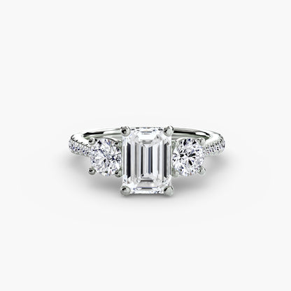 Amy Three Stone Engagement with Pave Band