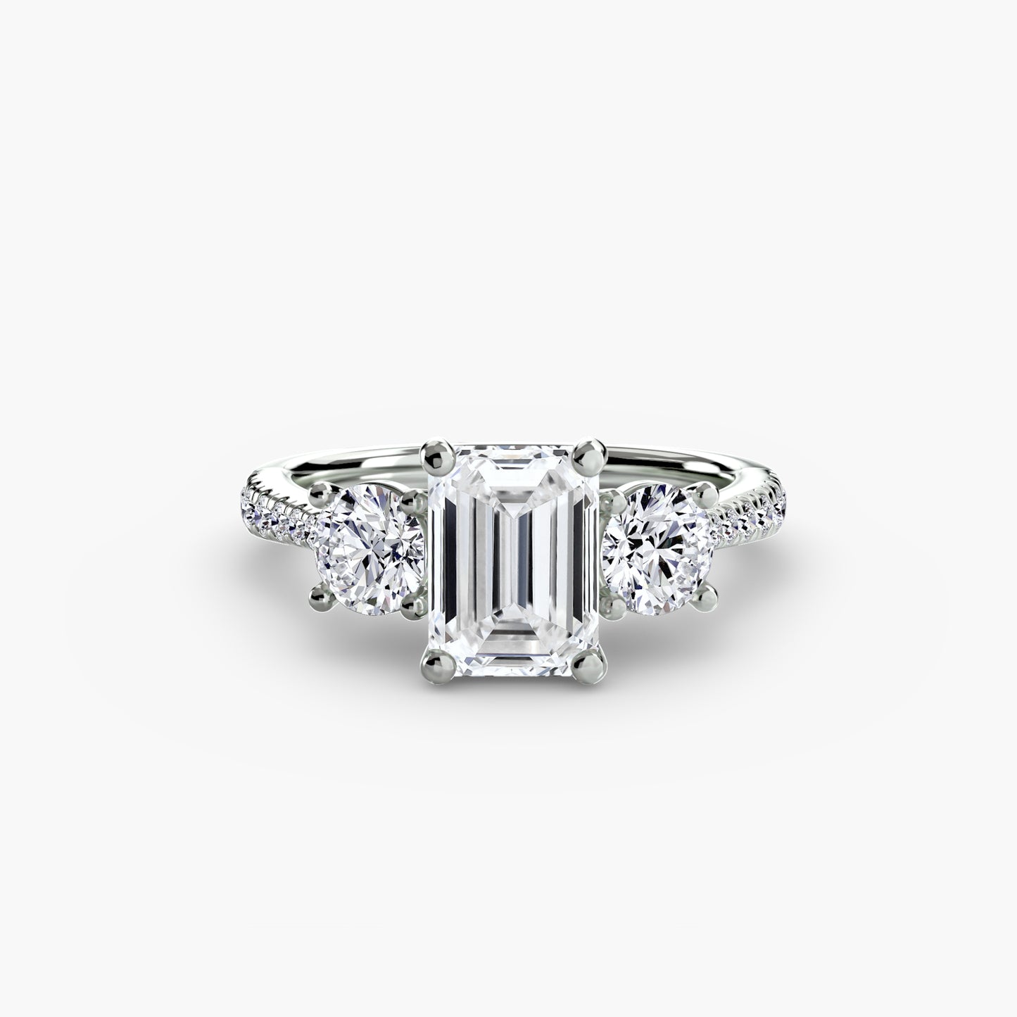 Amy Three Stone Engagement with Pave Band