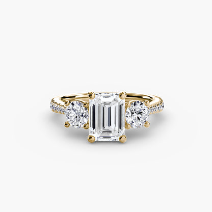 Amy Three Stone Engagement with Pave Band