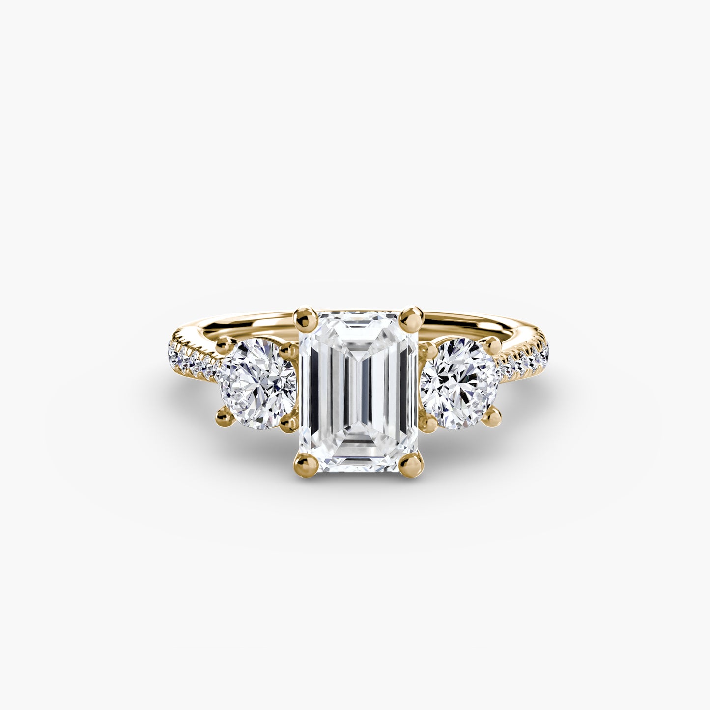 Amy Three Stone Engagement with Pave Band