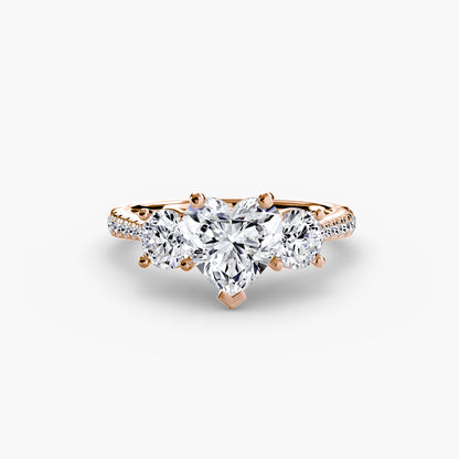 Amy Three Stone Engagement with Pave Band