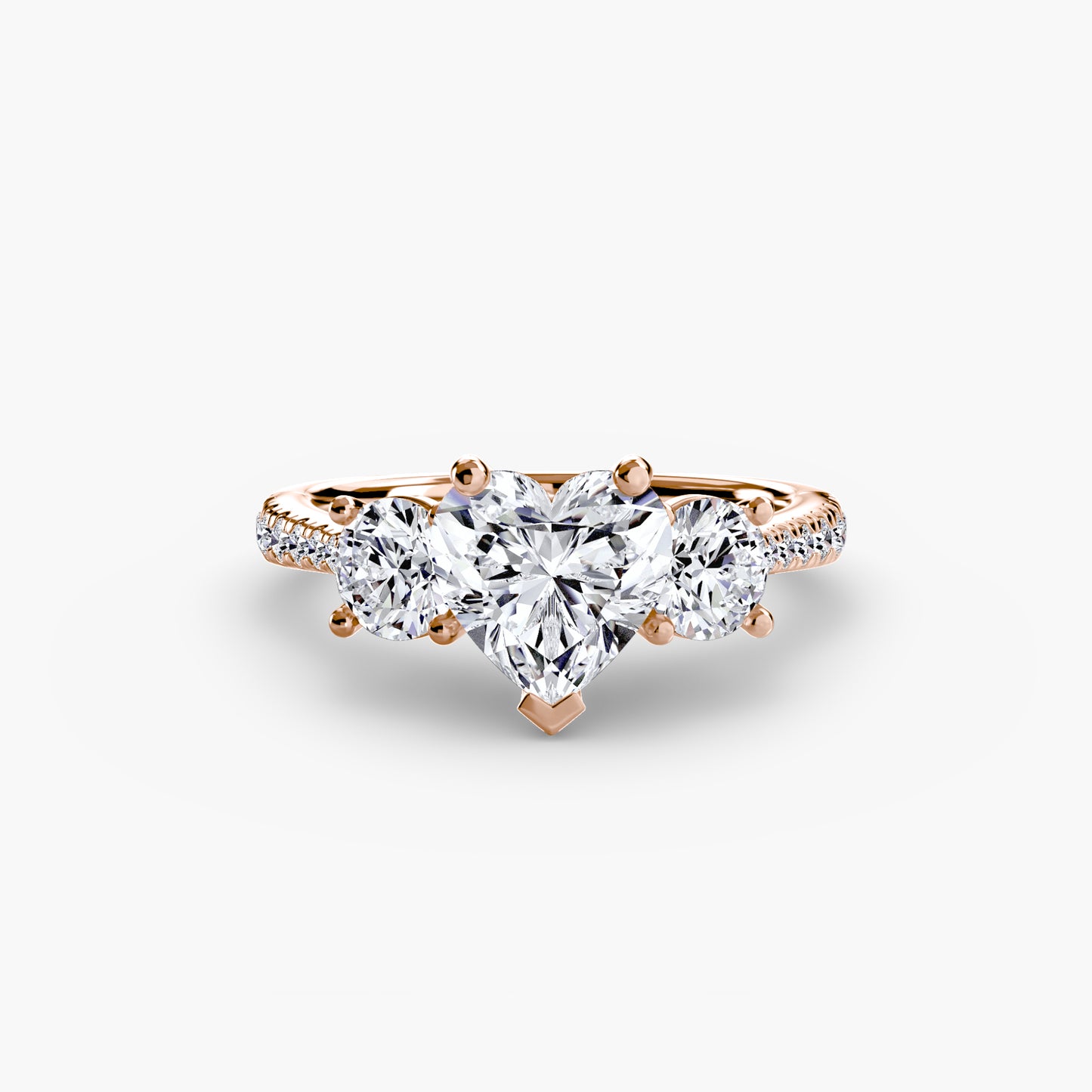 Amy Three Stone Engagement with Pave Band