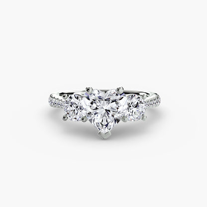 Amy Three Stone Engagement with Pave Band