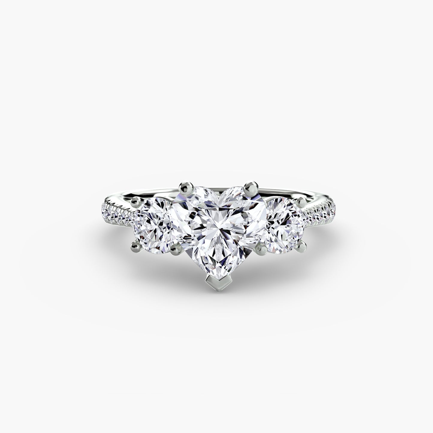 Amy Three Stone Engagement with Pave Band