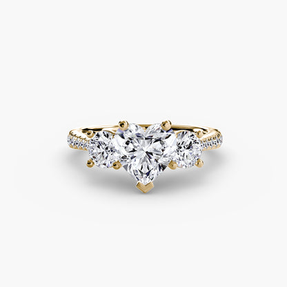 Amy Three Stone Engagement with Pave Band