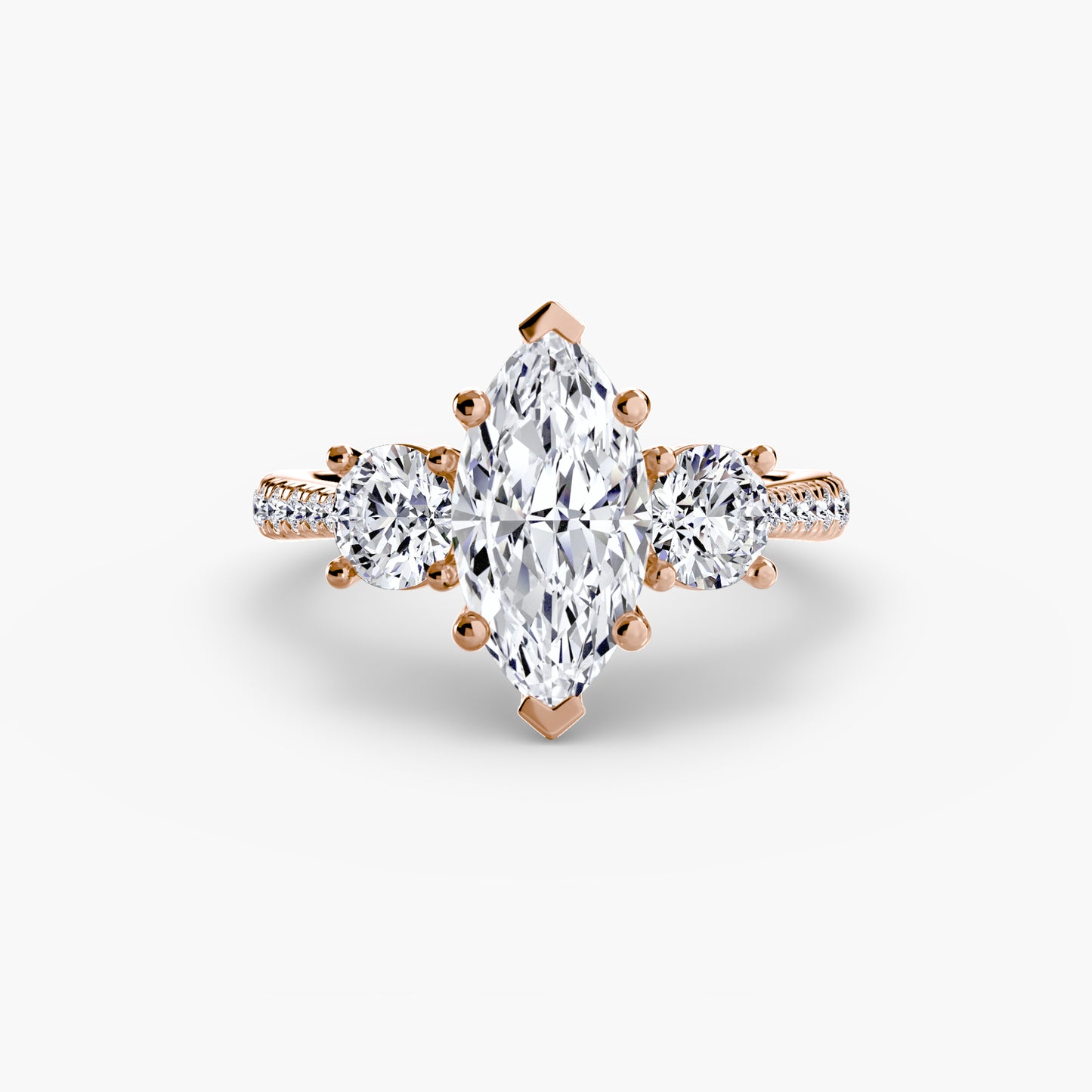 Amy Three Stone Engagement with Pave Band