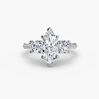 Amy Three Stone Engagement with Pave Band