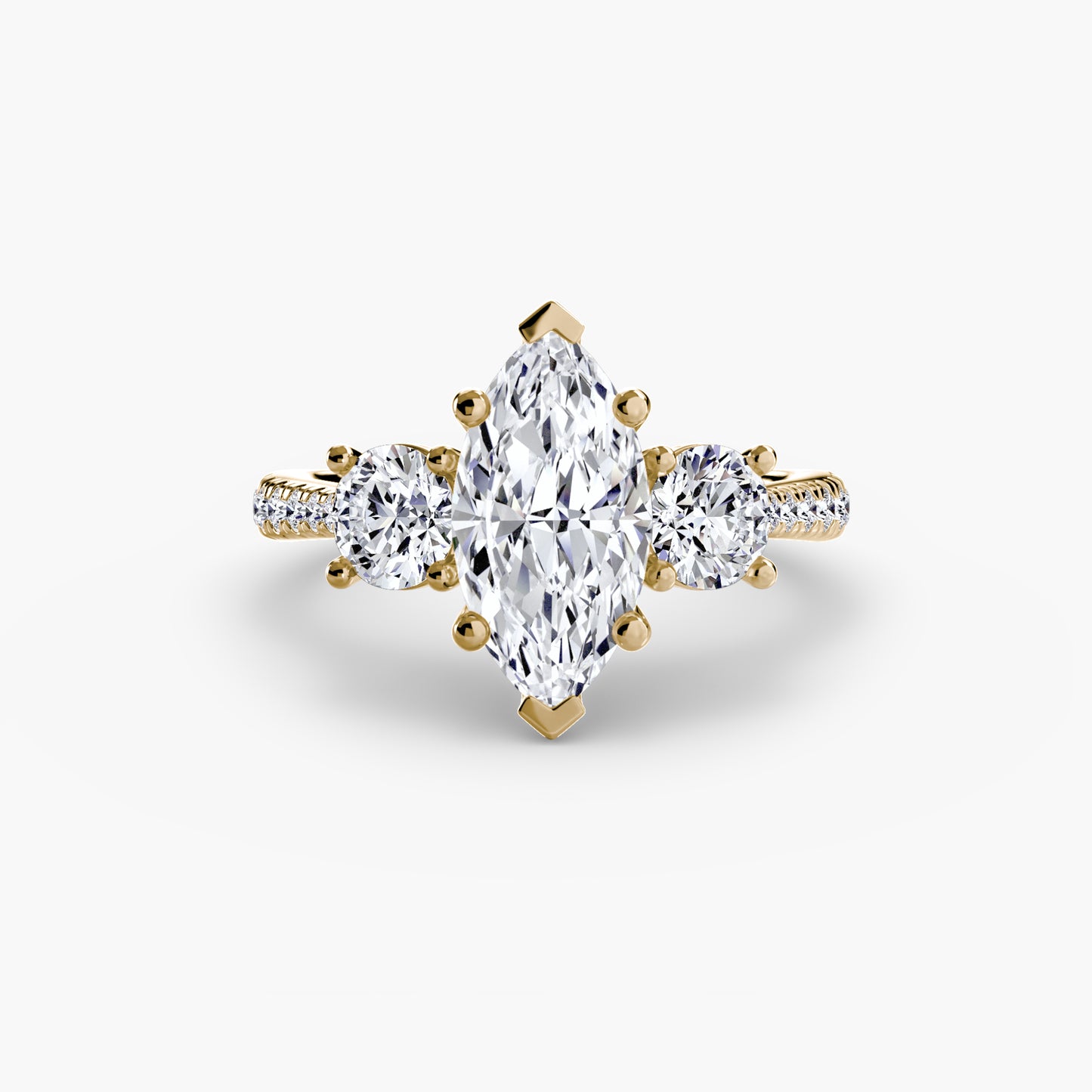 Amy Three Stone Engagement with Pave Band