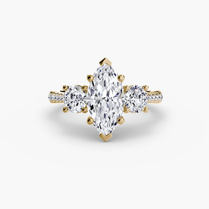 Amy Three Stone Engagement with Pave Band
