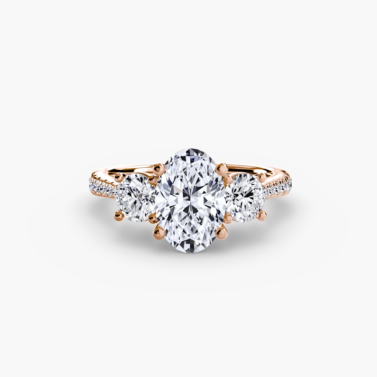 Amy Three Stone Engagement with Pave Band