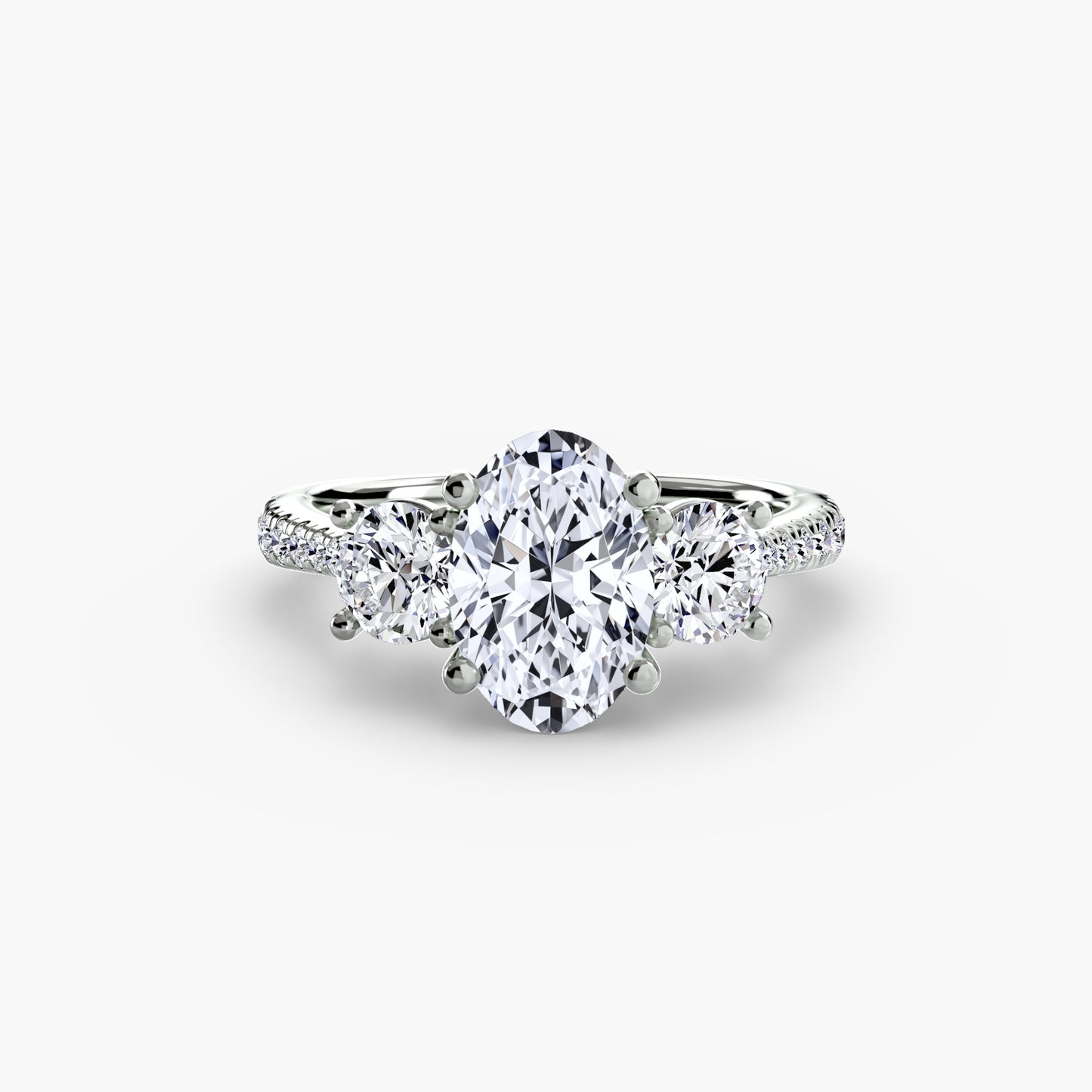 Amy Three Stone Engagement with Pave Band