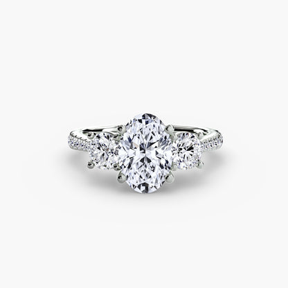 Amy Three Stone Engagement with Pave Band