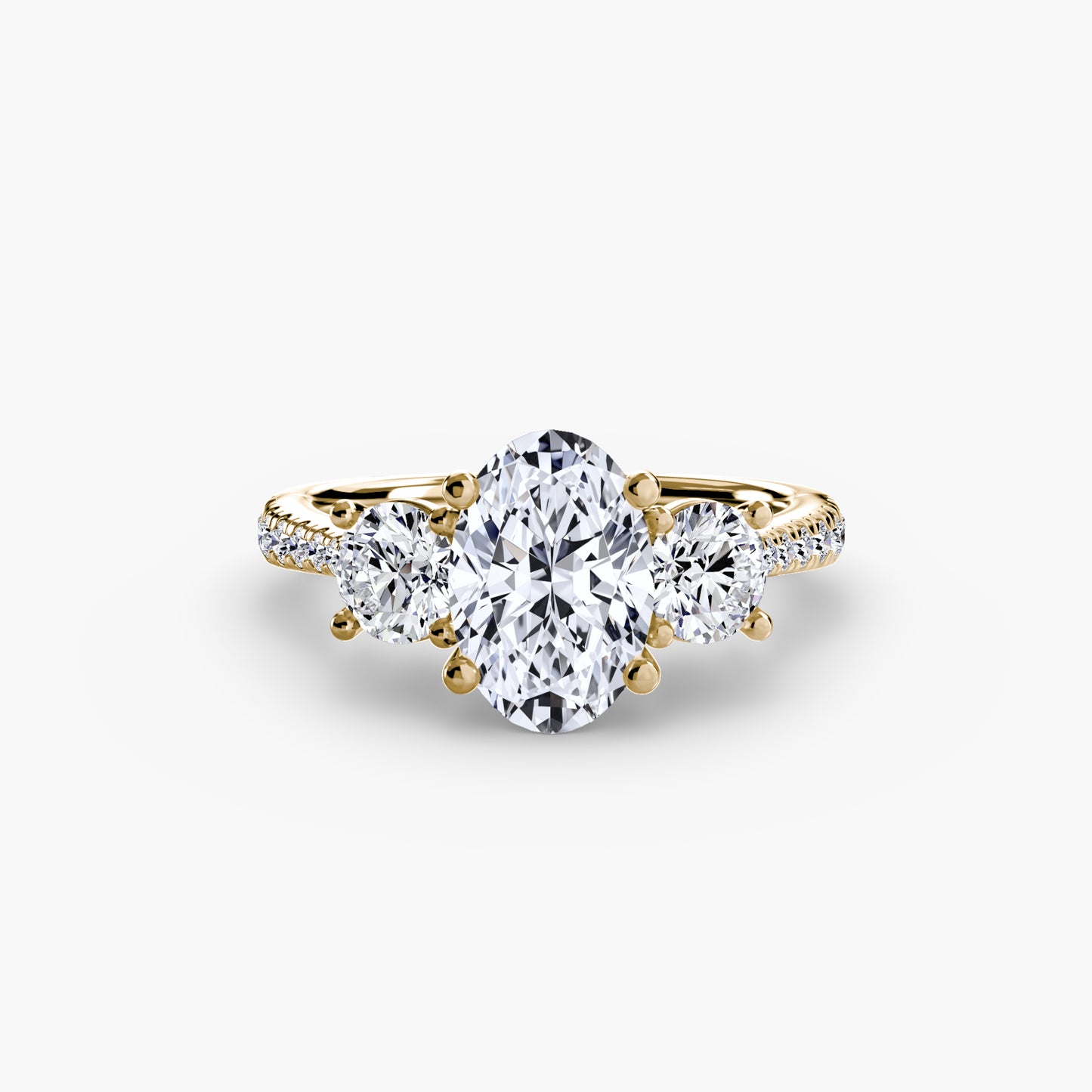 Amy Three Stone Engagement with Pave Band