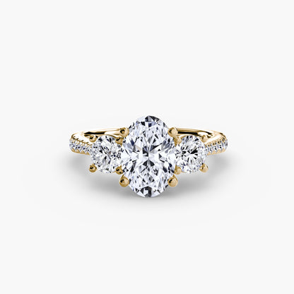 Amy Three Stone Engagement with Pave Band