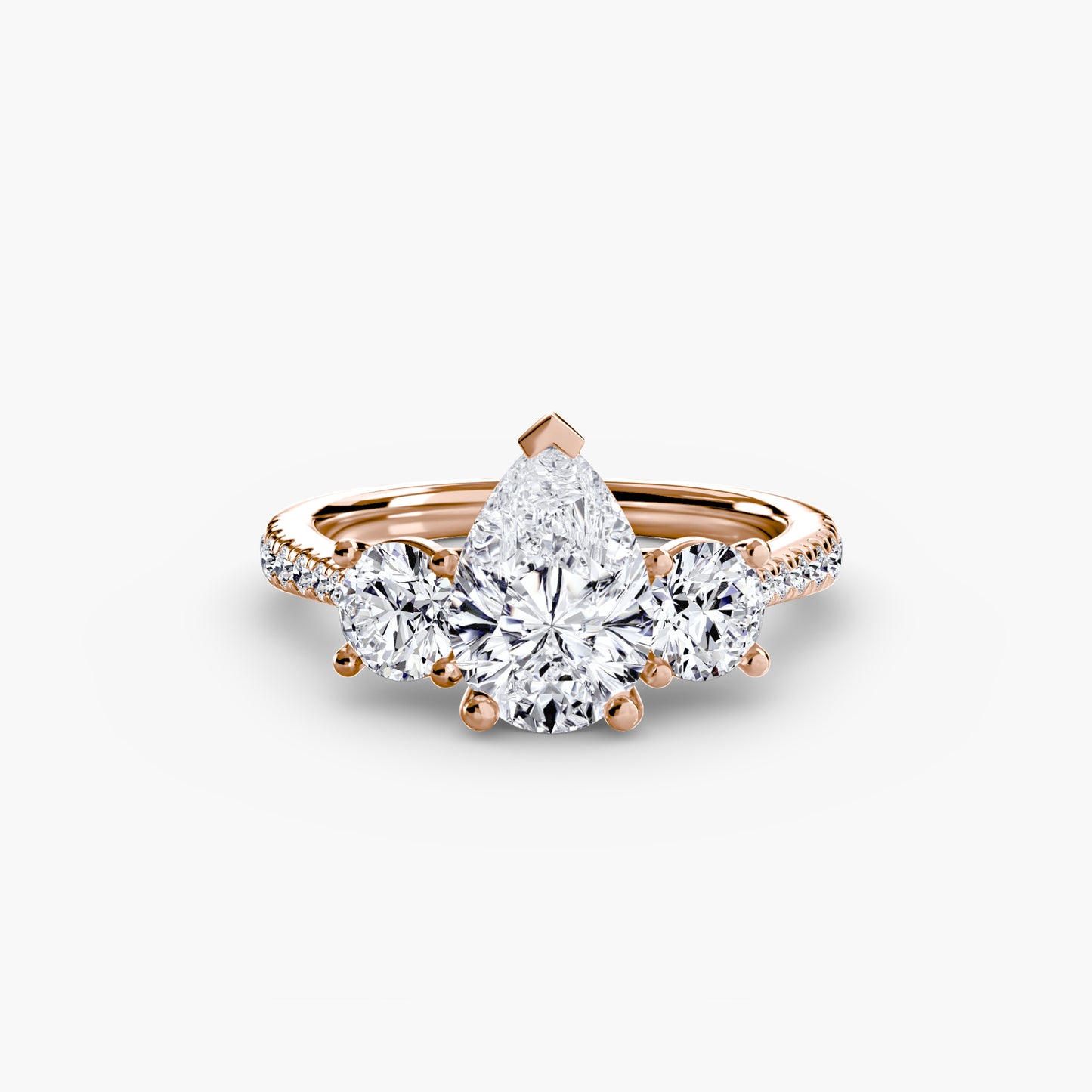 Amy Three Stone Engagement with Pave Band