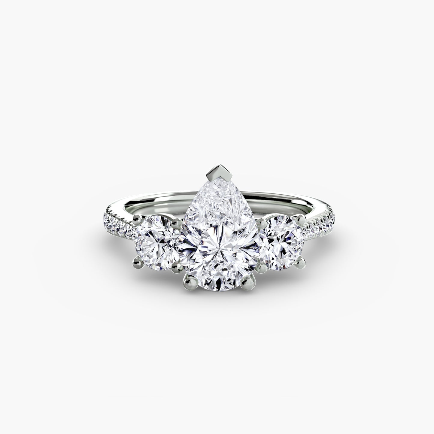 Amy Three Stone Engagement with Pave Band