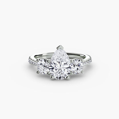 Amy Three Stone Engagement with Pave Band