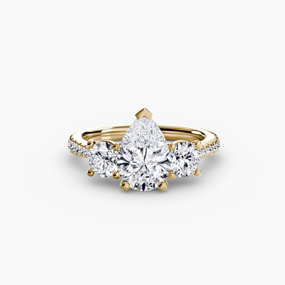 Amy Three Stone Engagement with Pave Band