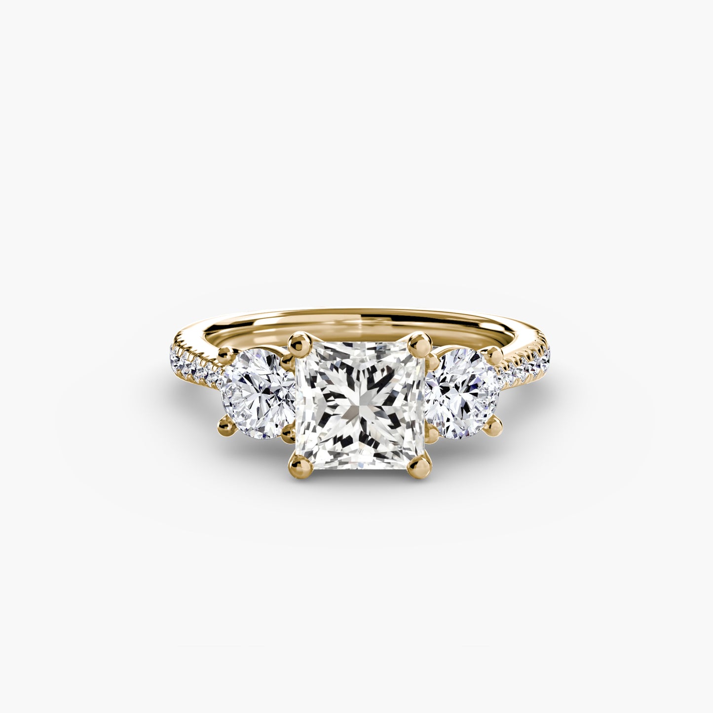 Amy Three Stone Engagement with Pave Band