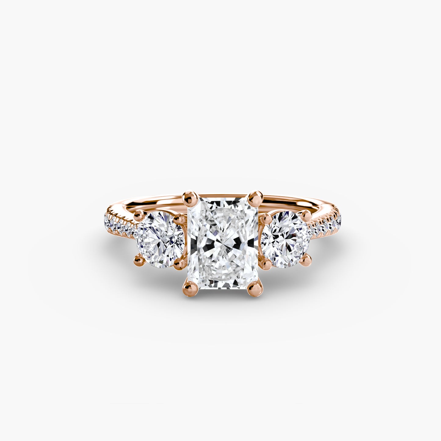 Amy Three Stone Engagement with Pave Band