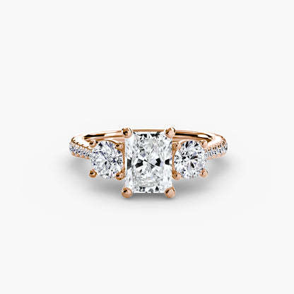 Amy Three Stone Engagement with Pave Band