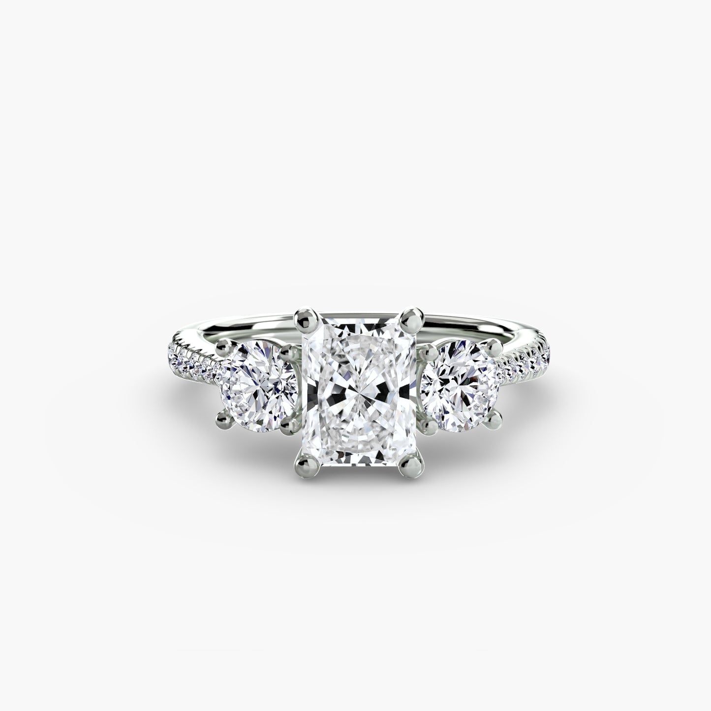 Amy Three Stone Engagement with Pave Band