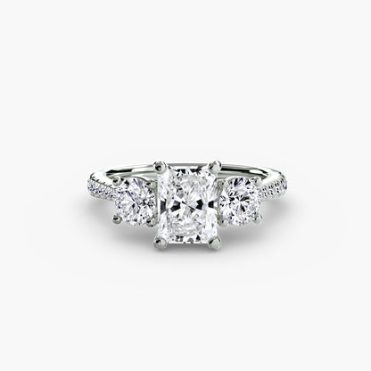 Amy Three Stone Engagement with Pave Band
