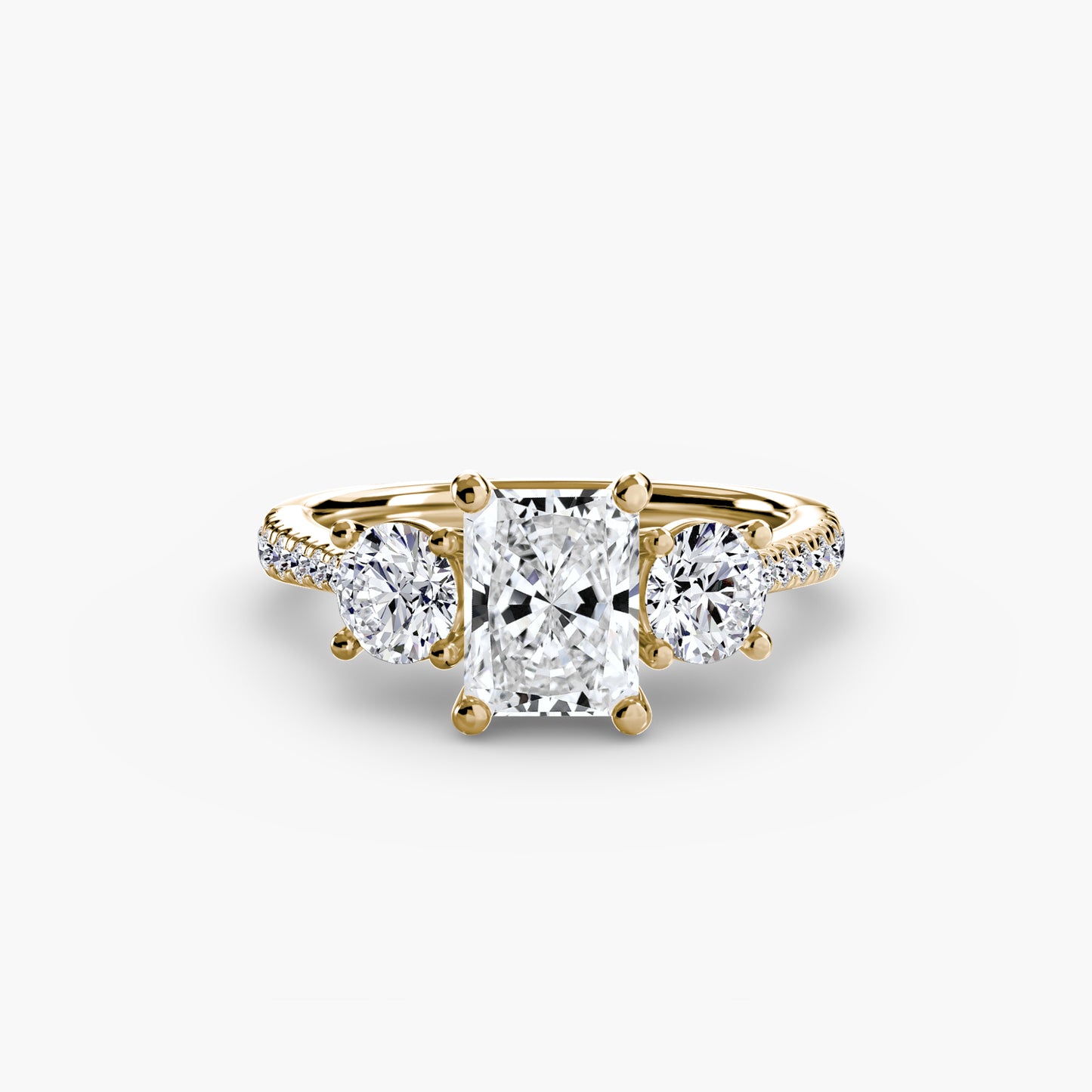 Amy Three Stone Engagement with Pave Band