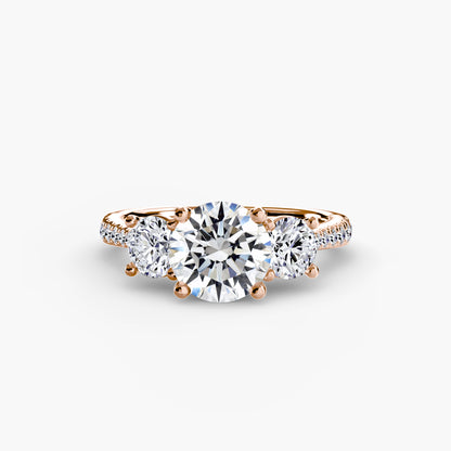 Amy Three Stone Engagement with Pave Band