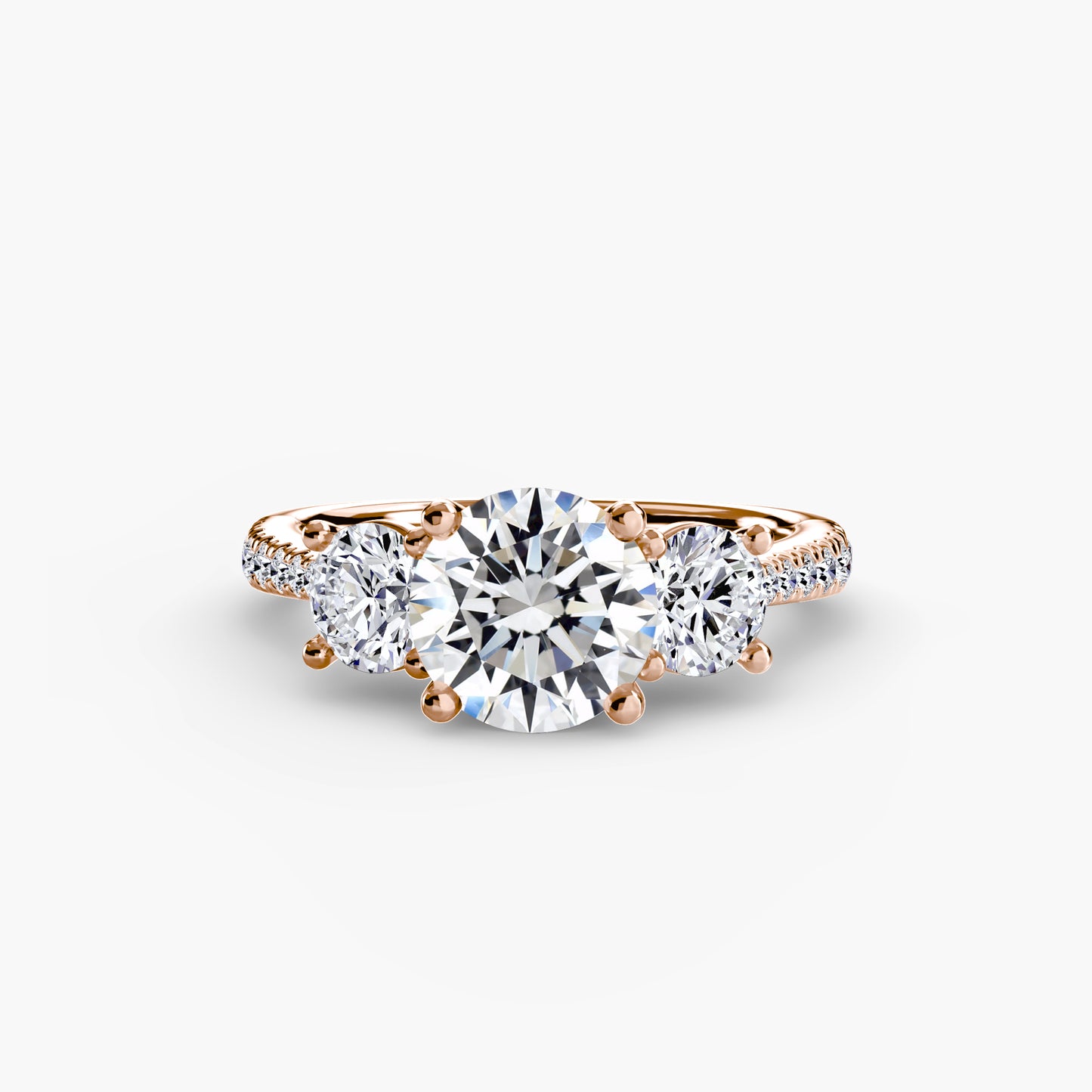 Amy Three Stone Engagement with Pave Band