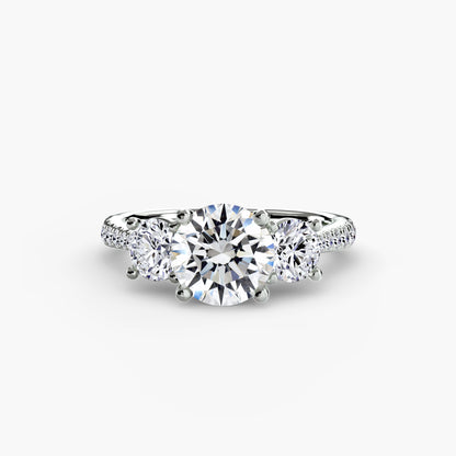 Amy Three Stone Engagement with Pave Band